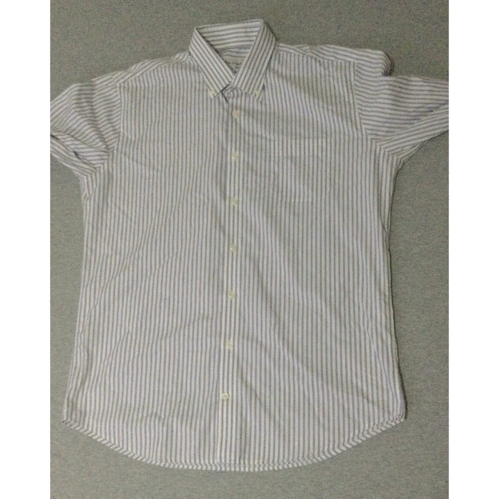 Vtg Peter Millar Shirt Men Size Large Purple white striped Button Up Long Sleeve